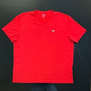 Lacoste V Neck T-Shirt - Size XXXL - Bright Red